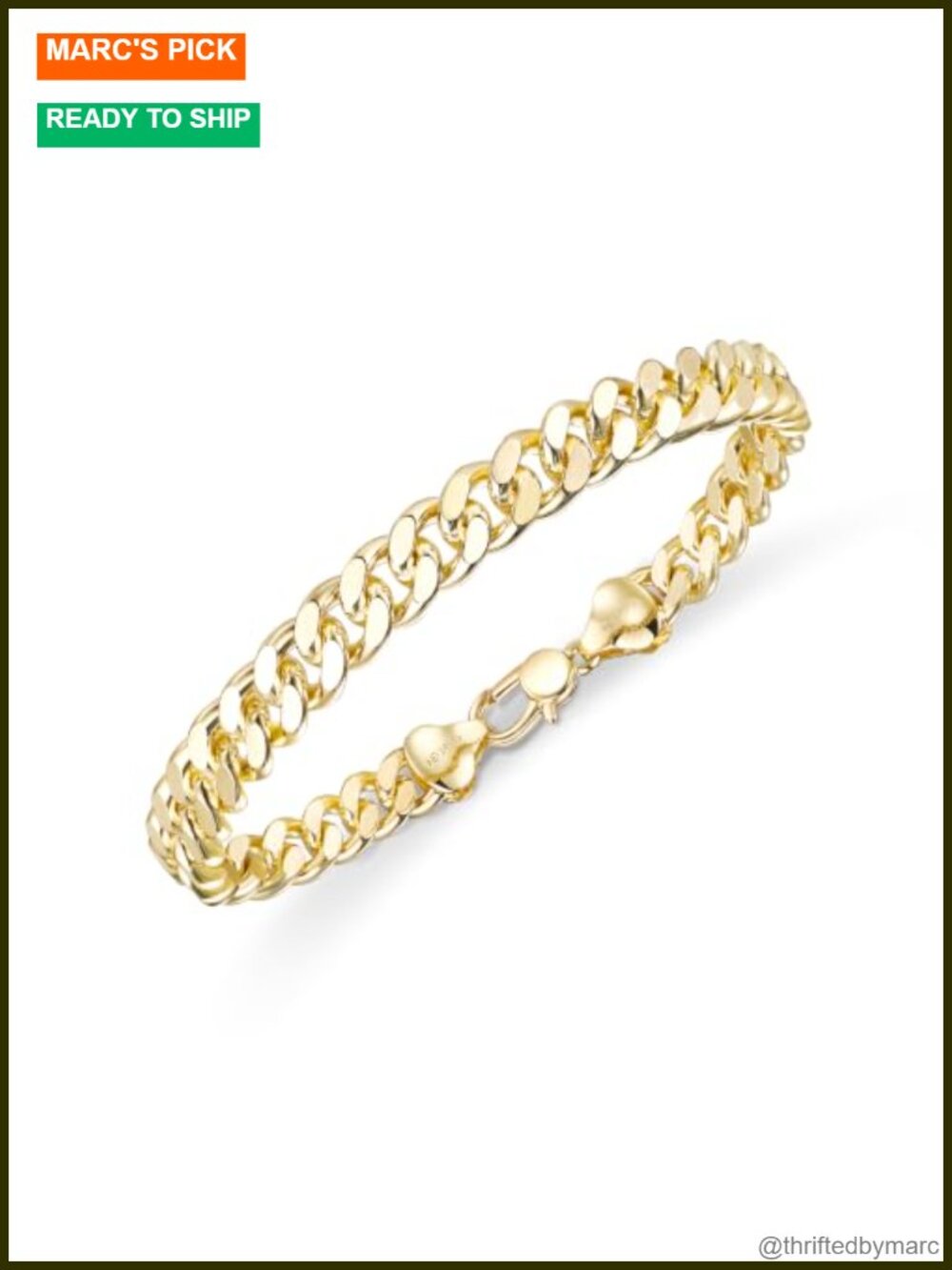 14K Gold Filled Cuban Chain Bracelet Diamond Cut Waterproof 7.5in 8in 8.5in